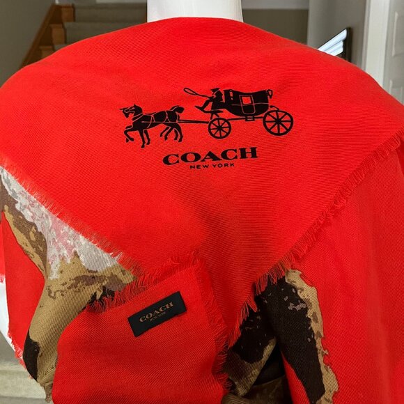 Coach X Gary Baseman Buster Le Fauve Wool Oversized Square Scarf - Authentic - Picture 7 of 10